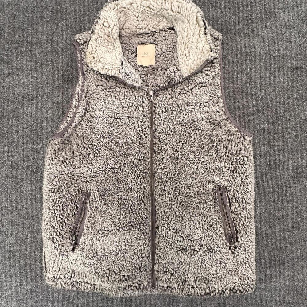 Thread & Supply Charcoal Gray Sherpa Fleece Full‎ Zip Vest Womens Large #595